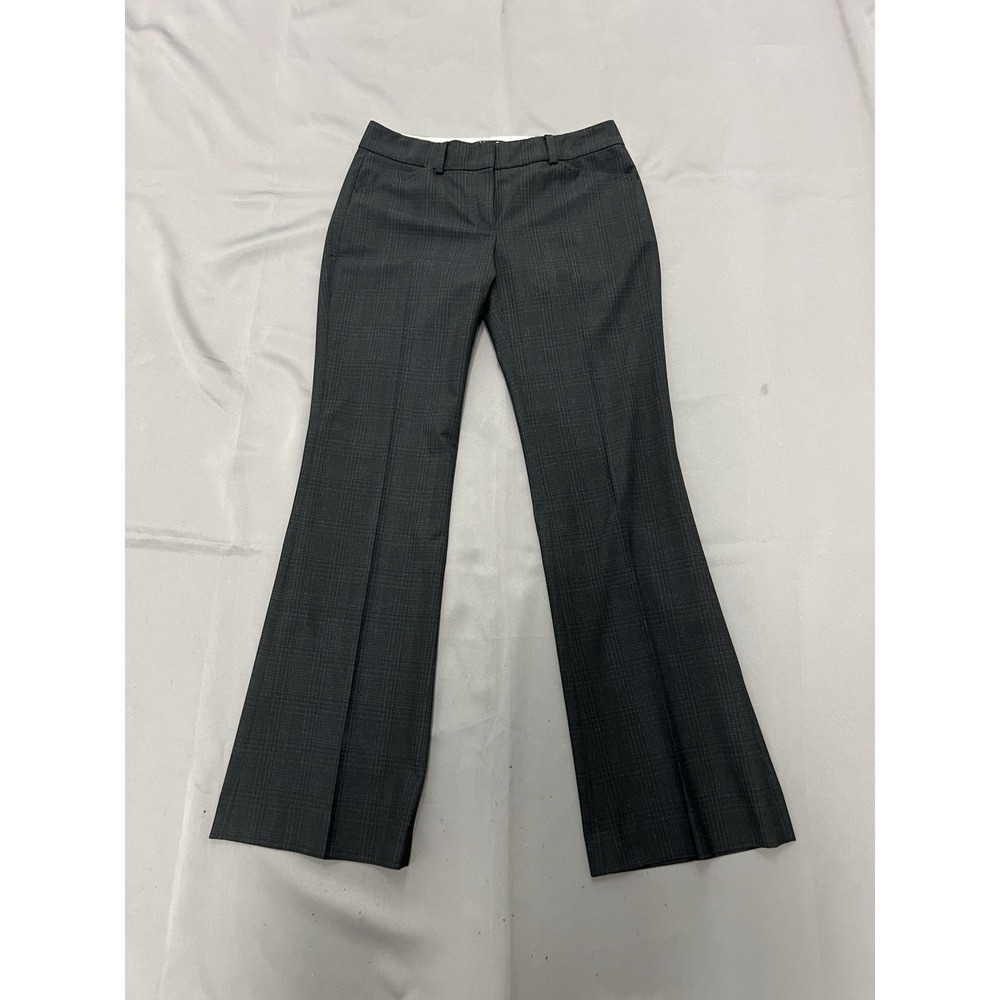 Elie Tahari Women's Dress Pants Gray Subtle Textured Plaid Flare Sz 6  Waist 28